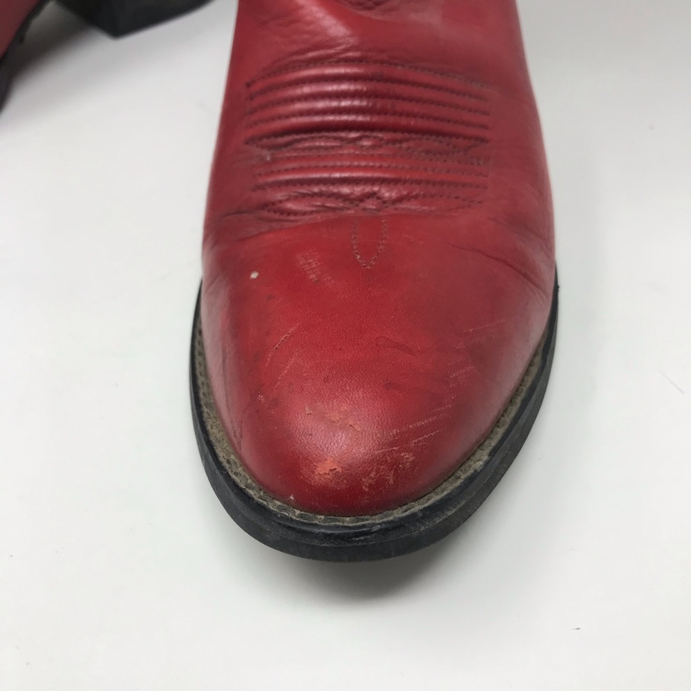 Ariat Red Leather Western Cowgirl Boots Size 8B - Picture 4 of 12